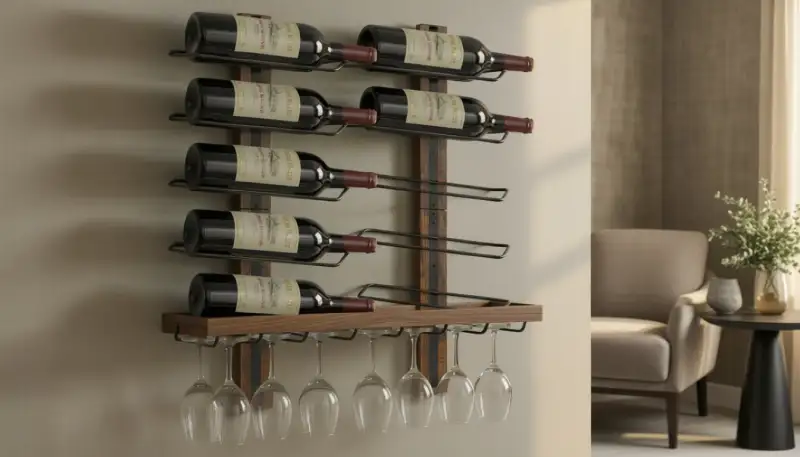 Das elegante Wand-Weinregal aus Metall und Holz: Ihr Wein verdient diesen Blickfang